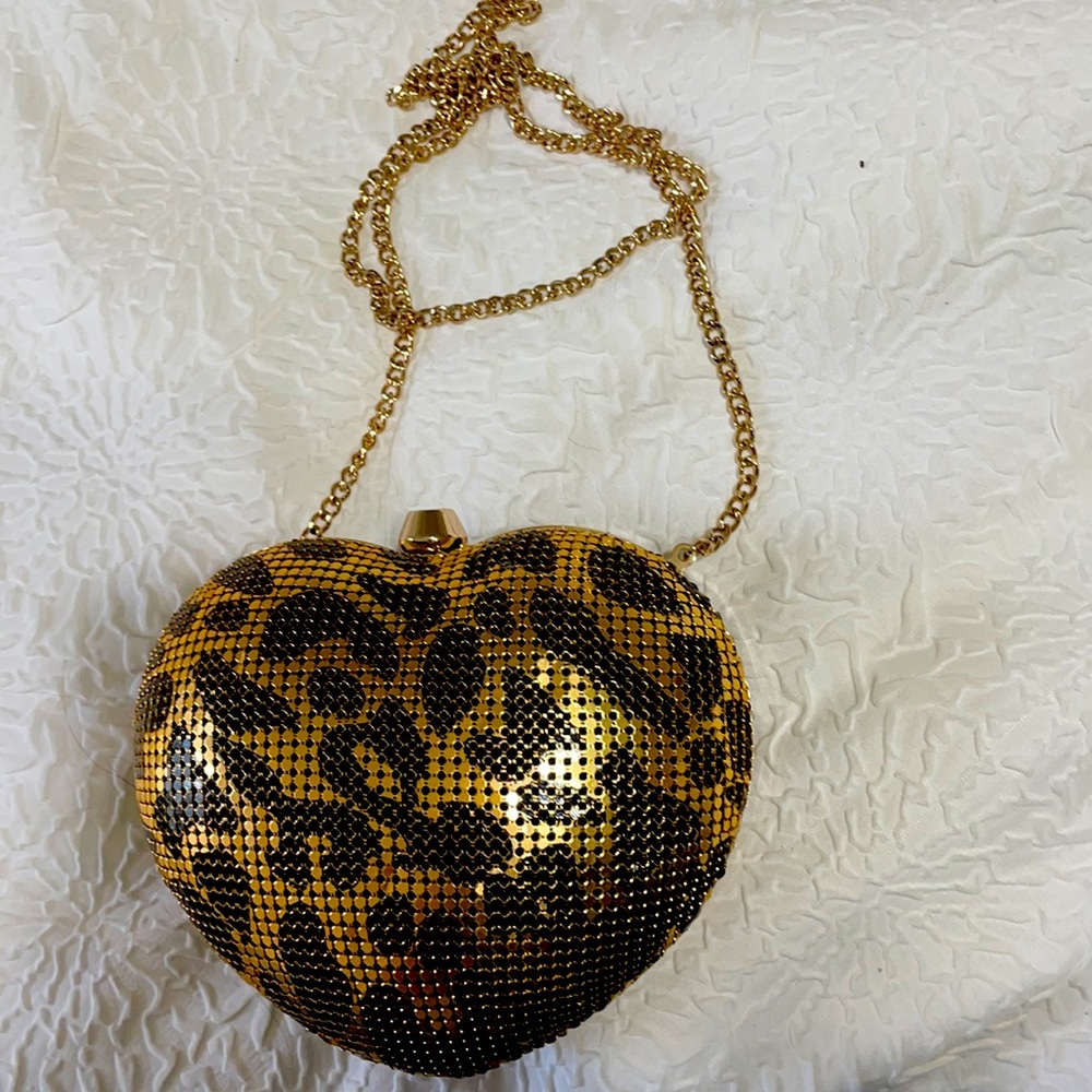 Circus by Sam Edelman leopard mesh gold clutch